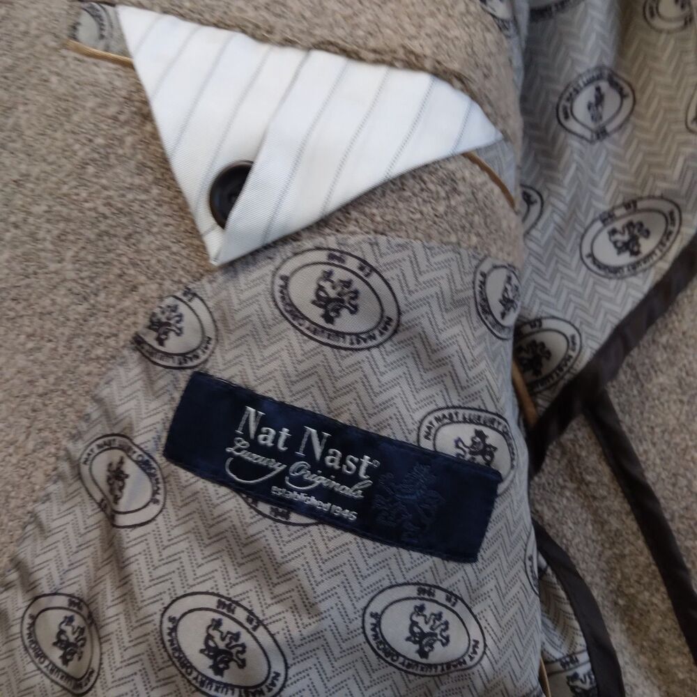 Nat Nast Blazer Sportscoat Beige 100% Silk Men's Size L - Picture 6 of 12
